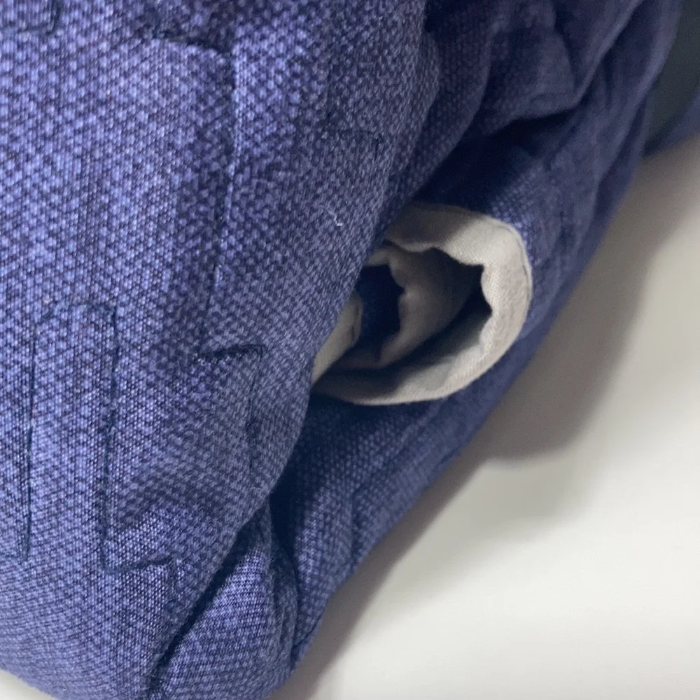 Attention Reversible Quilt King Blue Gray Chambray Look Geometric Quilting NWT
